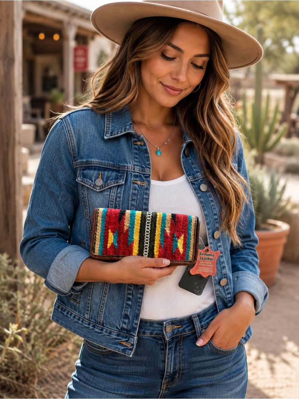 NWT American Darling Saddle Blanket Full Grain Leather Wallet Western Clutch